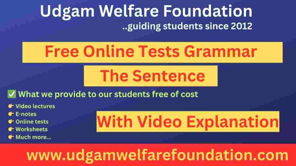English Grammar Practice Test on The Sentence