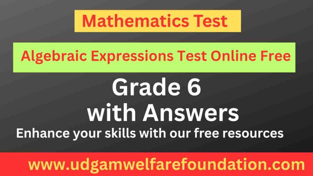 Algebraic Expressions Test for Grade 6