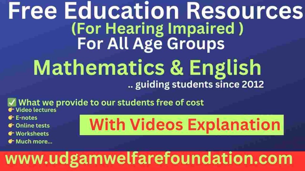 Free Mathematics Study Material for Hearing Impaired Students