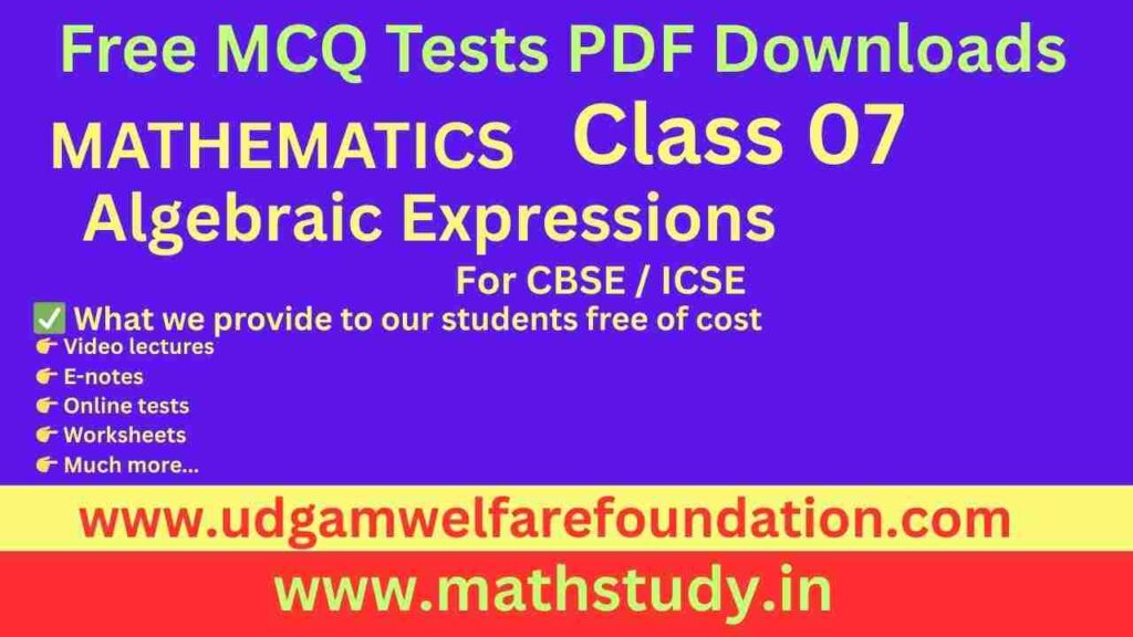 Algebraic Expressions Class 7 MCQ with Answers Free PDF Download
