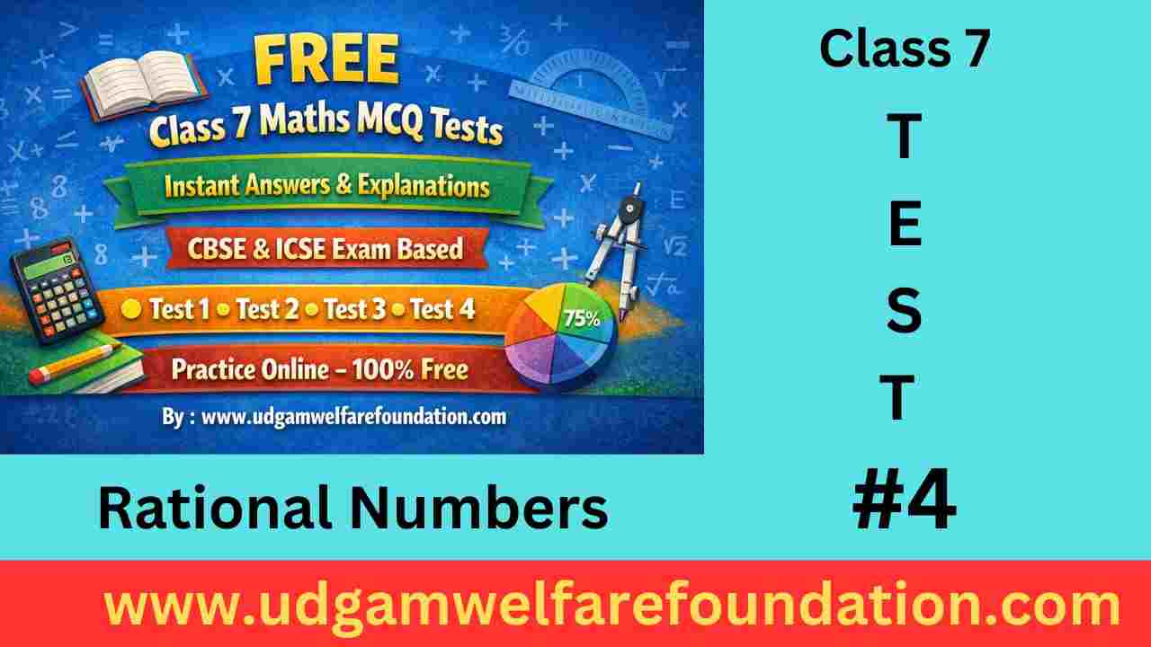 Rational numbers Class 7 MCQ online test with Answers PDF