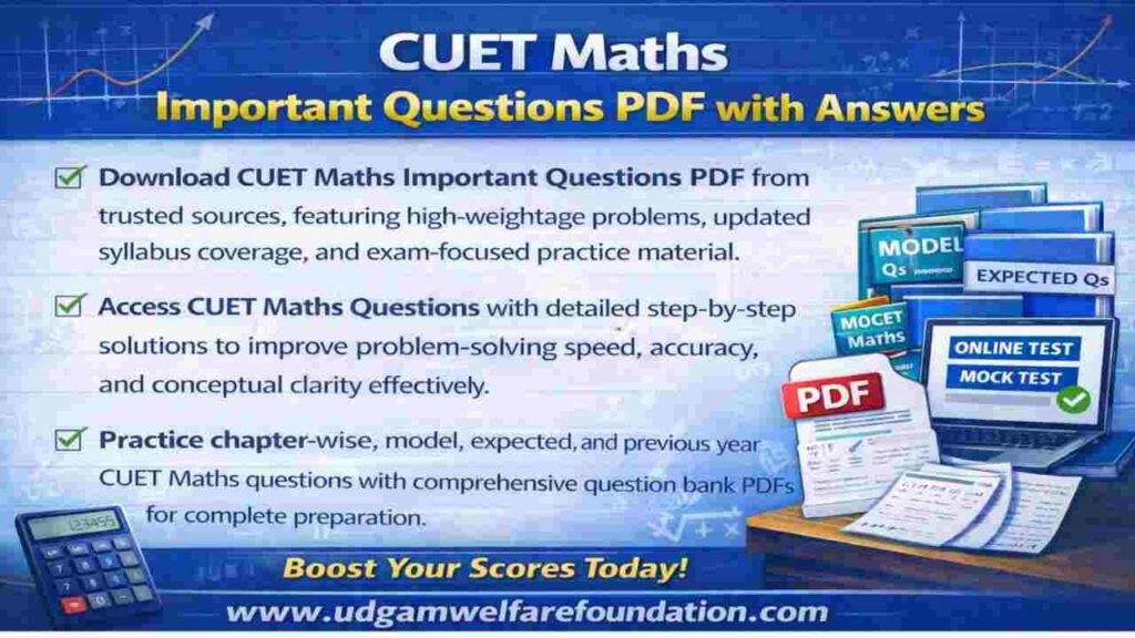 CUET Maths Important Questions PDF with Answers