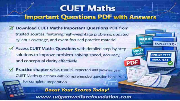 CUET Maths Important Questions PDF with Answers - Udgam Welfare Foundation
