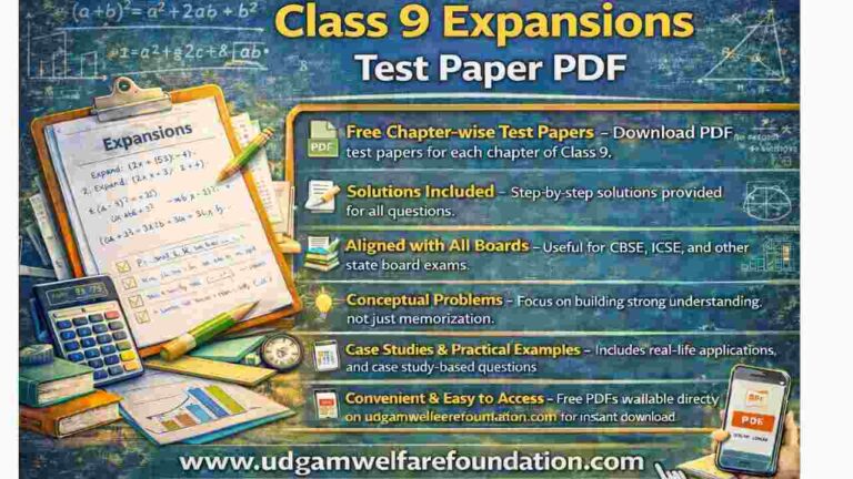 Class 9 Expansions Test Paper PDF - Udgam Welfare Foundation