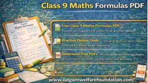Class 9 Maths Formulas PDF - Udgam Welfare Foundation