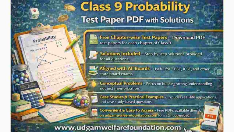Class 9 Probability Test Paper PDF with Solutions - Udgam Welfare ...