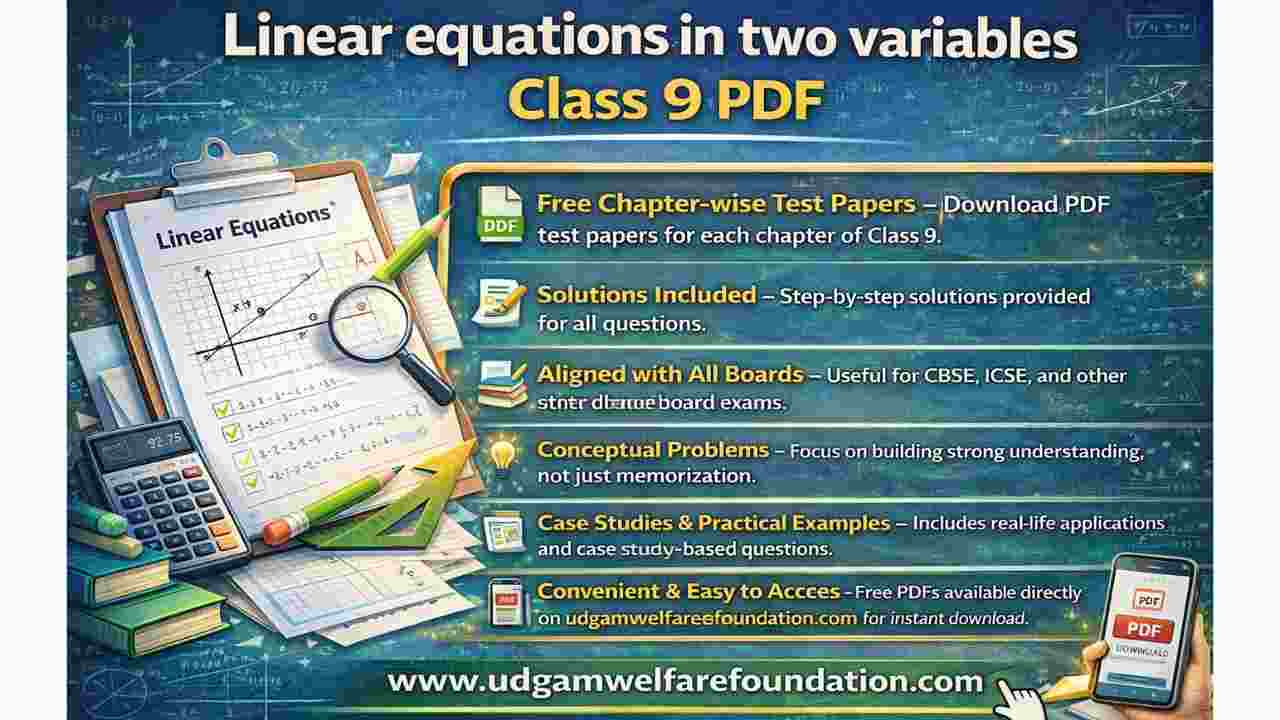 Linear equations in two variables Class 9 PDF