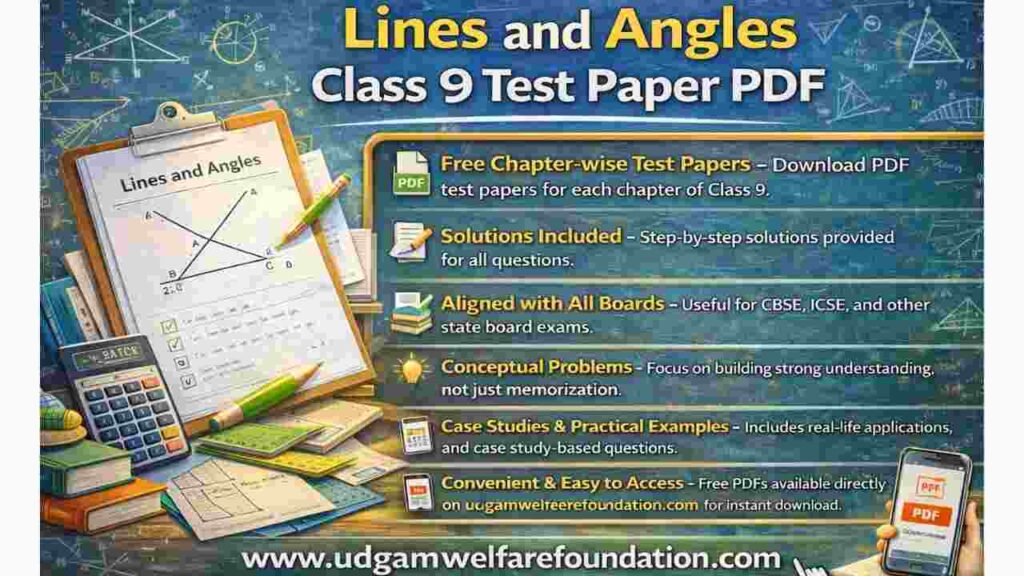 Lines and Angles Class 9 Test Paper PDF