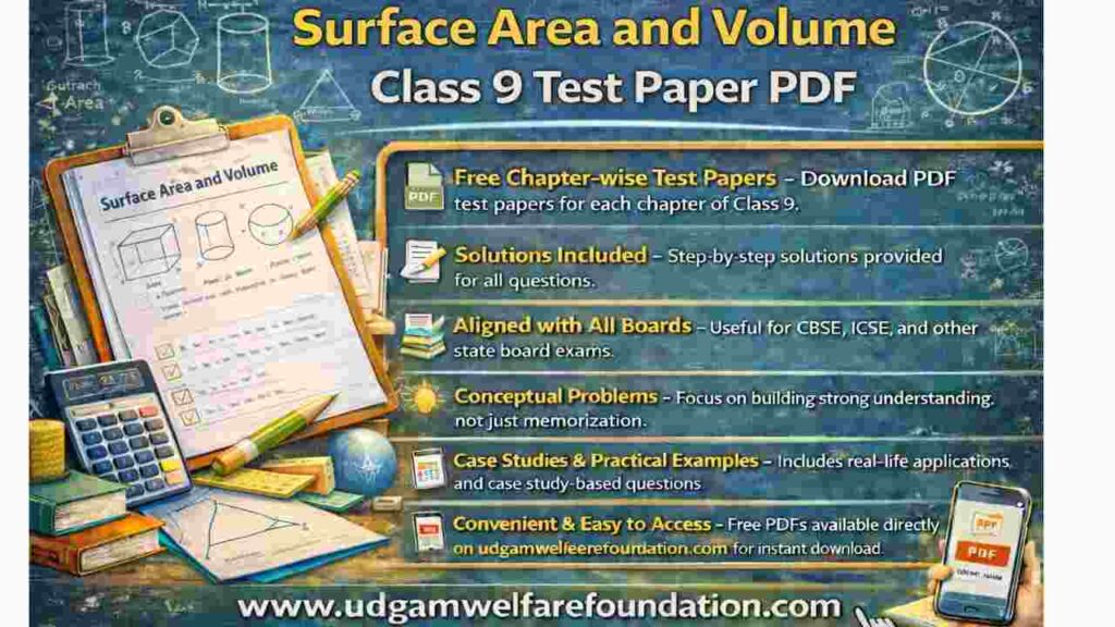 Surface Area and Volume Class 9 Test Paper PDF