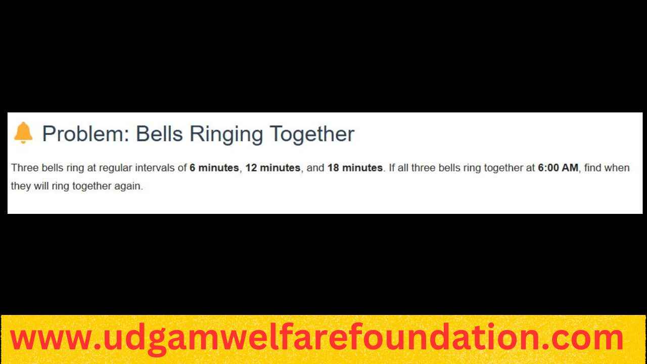 3 bells ring at intervals of 6 12 18 minutes if all the three bells rang at 6 am when will they together again